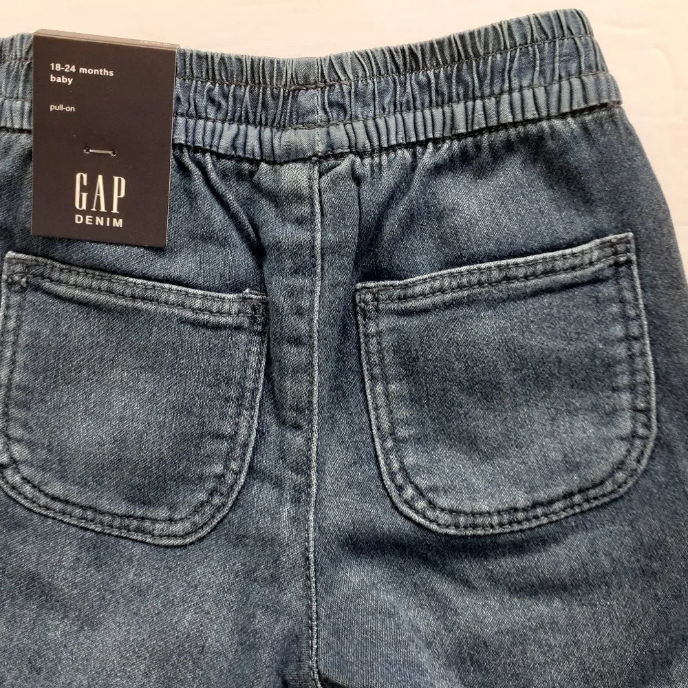 Baby Gap Denim Shorts Pull On Elastic Waist Jean Boys Girls 18-24 Months New